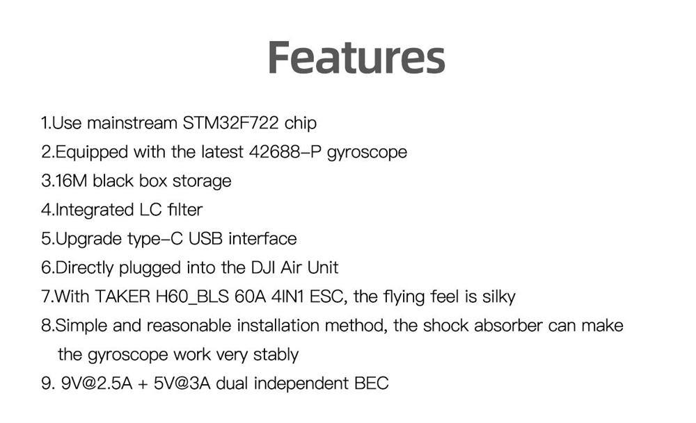 GEPRC-TAKER-F722-F7-Flugcontroller-3-6S-mit-5V-9V-BEC-BLS-60A--80A-V2-4in1-ESC-Stack-fuumlr-RC-Drone-2020350-2